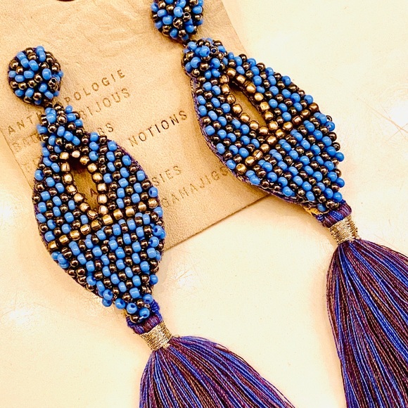 NWT Anthropologie Deepa Beaded Tassel Chandeliers - Picture 5 of 11